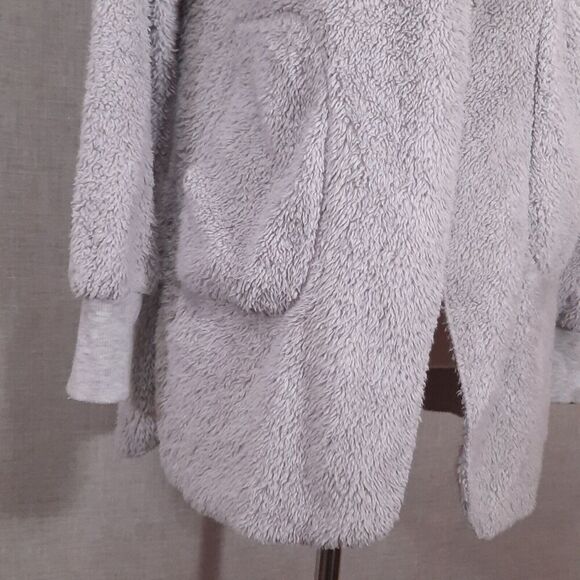 Fashion Classic Fleece Hooded Cardigan Size Small Open Front Pockets Soft Lounge - Picture 5 of 16